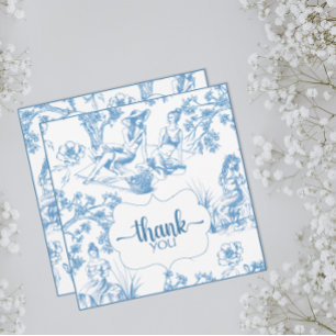 Blaue und weiße Toile de Jouy Brautparty Dankeskarte