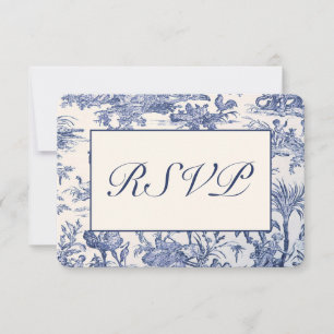 Blaue und weiße Toile RSVP Karte
