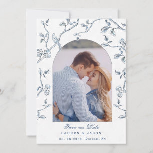 Blaue und weiße Toilpaare - Foto Save the Date Einladung