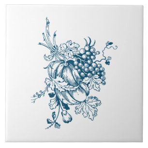 Blaue und weiße Trauben und Früchte Fliese