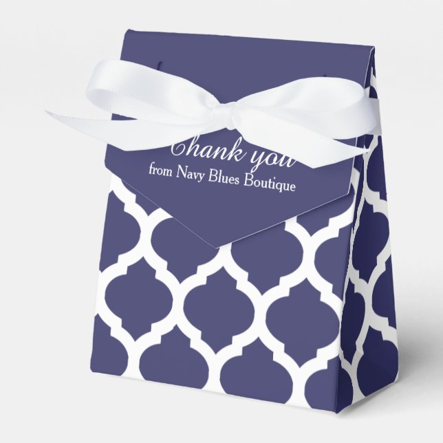 Blaue und weiße Trellis-Muster danke Ihnen Geschen Geschenkschachtel (Vorderseite)