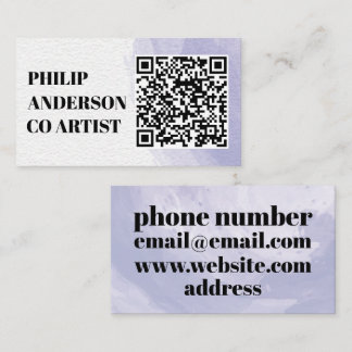 Blaue und weiße Visitenkarte mit QR-Code