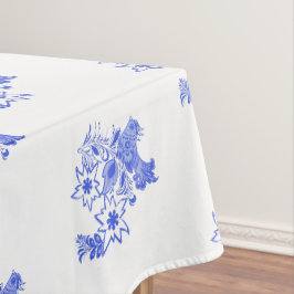 Blaue und weiße Vögel und Edelweiss Muster Tischdecke