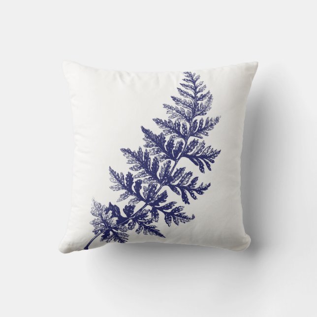 Blaue und weiße Waldflächen Blumenkissen Kissen (Rückseite)