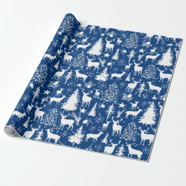 Blaue und weiße Waldrinder Geschenkpapier