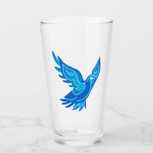 Blaue und weiße Wasserfarbe Friedenstruppe Glas