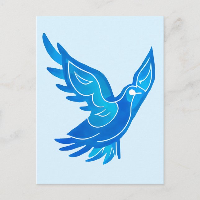 Blaue und weiße Wasserfarbe Friedenstruppe Postkarte (Vorderseite)