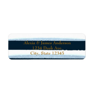 Blaue und weiße Wasserfarben-Streifen-Adressetiket