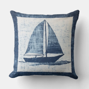 Blaue und weiße Wasserschiff-Kissen Kissen