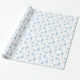 Blaue und weiße Weihnachtsbaummuster Geschenkpapier