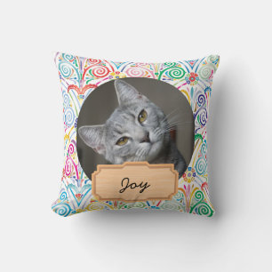 Blaue und weiße Weihnachtsfeier Custom cat Foto Kissen