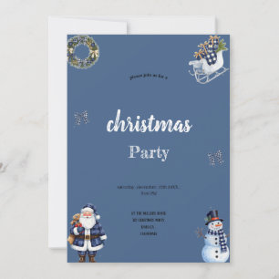 blaue und weiße Weihnachtsmann-Party-Einladung Save The Date