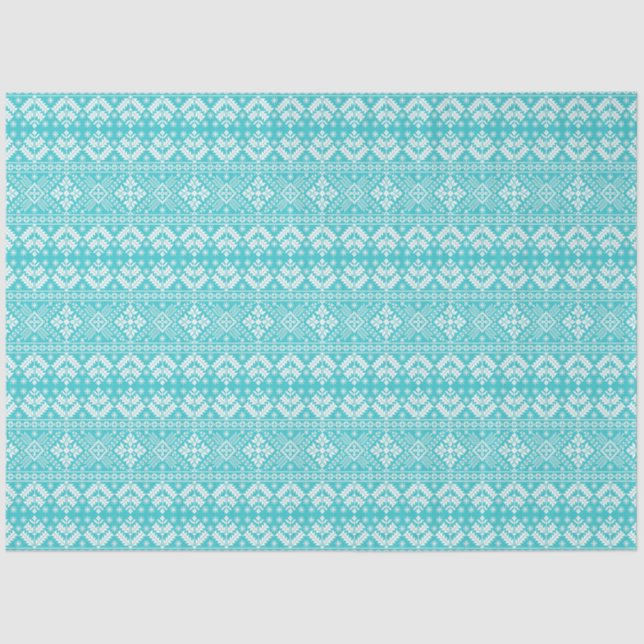 Blaue und weiße Weihnachtsmesse Isle Pattern Seidenpapier (Vorderseite)