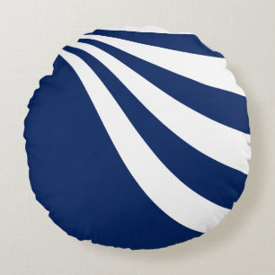 Blaue und weiße Welle Rundes Kissen