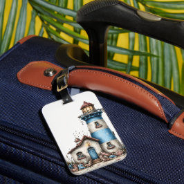 BLAUE UND WEISSE WHIMSICAL SOMMER-LEUCHTTURM GEPÄCKANHÄNGER