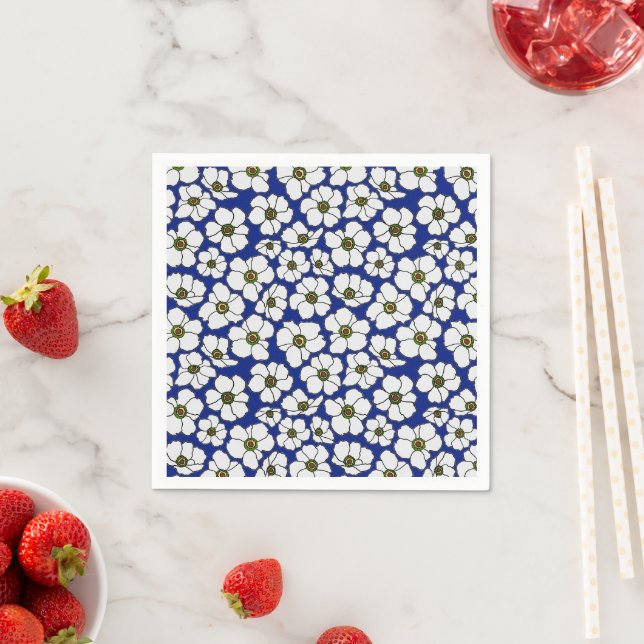 Blaue und weiße Wildblumen  Serviette (Beispiel)