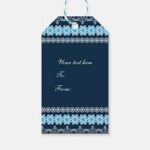 Blaue und weiße Winter-Eleganz-Party Geschenkanhänger