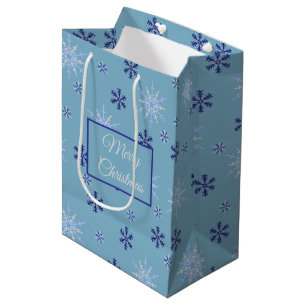 Blaue und weiße Winterschneeflocke Mittlere Geschenktüte