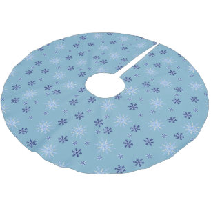 Blaue und weiße Winterschneeflocke Polyester Weihnachtsbaumdecke