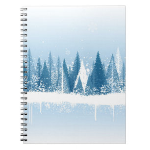 Blaue und weiße Winterwald-Grundierung Notizblock