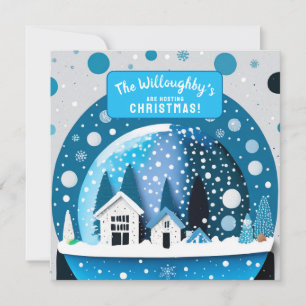 Blaue und weiße Winterwunderlandhäuser - Schneeglo Save The Date