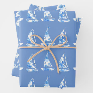 Blaue und weiße Wrapping Sheets Geschenkpapier Set