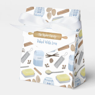 Blaue und weiße Zuhause gebackene Kekse oder Kuche Geschenkschachtel