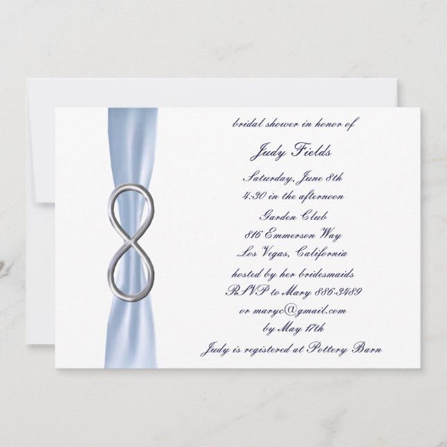 Blaue Unendlichkeit Hochzeitseinladung Einladung (Vorderseite)