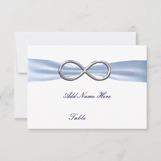 Blaue Unendlichkeit Hochzeitstisch Platzkarte (Vorderseite)