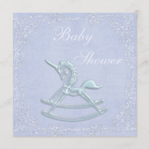 Blaue Unicorn-SchwingpferdeGlitzer-Baby-Dusche Einladung