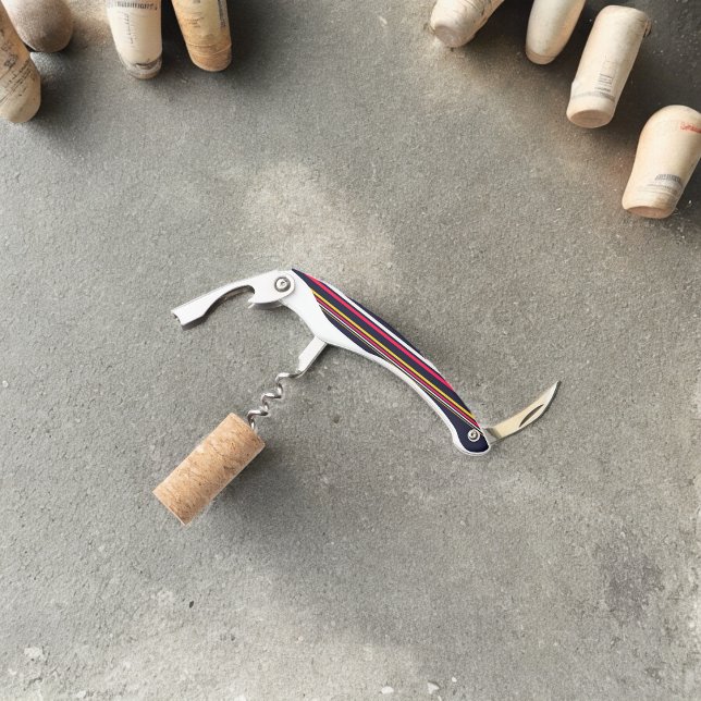 Blaue Uniform Streifen Kellnermesser (Corkscrew Bottle Opener)