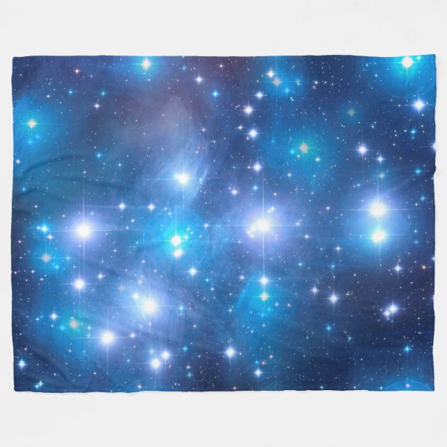 Blaue Universum-Sterne + Ihre Ideen Fleecedecke (Vorderseite (Horizontal))