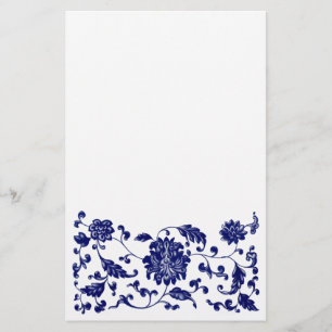 Blaue untere mit Blumengrenze Briefpapier