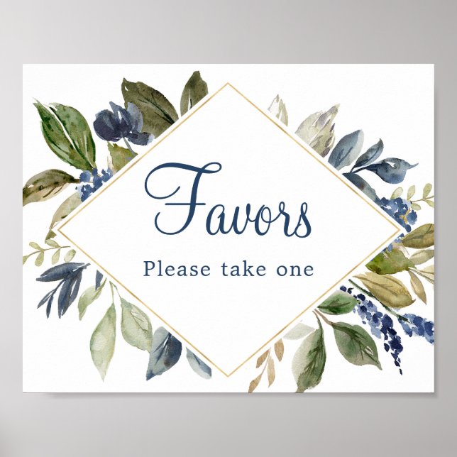 Blaue Vegetation verlasse goldenes Blattwerk Favor Poster (Vorne)