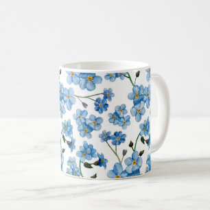 Blaue Vergissmeinnicht   Aquarell-Blumen-Natur-Tee Kaffeetasse