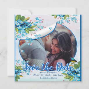 Blaue Vergissmeinnicht-Blume Save the Dates Date