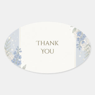 Blaue Vergissmeinnicht-Blumen-Spitze-Danke-Oval Ovaler Aufkleber