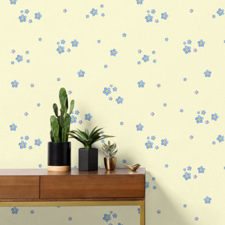 Blaue Vergissmeinnicht Blüten Aquarell - gelb Tapete