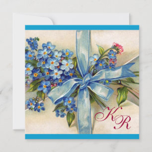BLAUE VERGISSMEINNICHT-MONOGRAMM, HOCHZEITSPARTY EINLADUNG