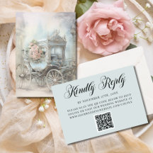 Blaue Verzauberte Kutsche Märchenhochzeit QR Code