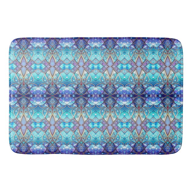 Blaue verzierte Badematte (Vorderseite)