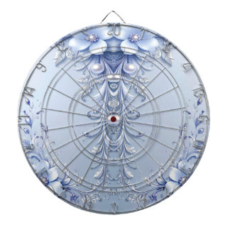 Blaue Verzierte Blumen Dartboard Dartscheibe