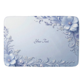 Blaue verzierte Blumen mit Perlen Badematte