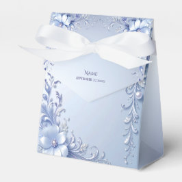 Blaue verzierte Blumen mit Perlen Geschenkbox Geschenkschachtel