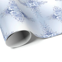 Blaue verzierte Blumen mit Perlen Geschenkpapier