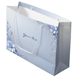 Blaue verzierte Blumen mit Perlen-Geschenktasche Große Geschenktüte