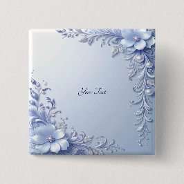 Blaue Verzierte Blumen mit Perlen Knopf Button