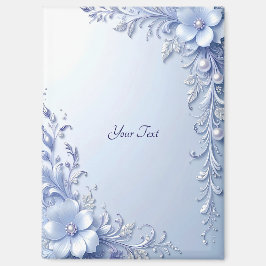 Blaue Verzierte Blumen mit Perlen Magnet