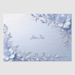 Blaue verzierte Blumen mit Perlen Seidenpapier