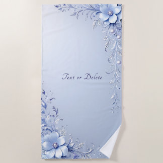 Blaue verzierte Blumen mit Perlen Strandtuch